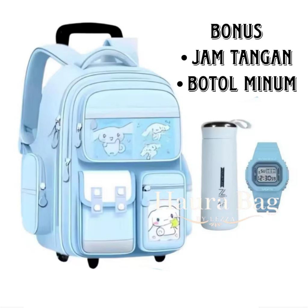 Ransel Troli Anak Cinnamoroll Tas Troli Anak Perempuan Sekolah TK SD Tas Koper Sekolah Tas Troli