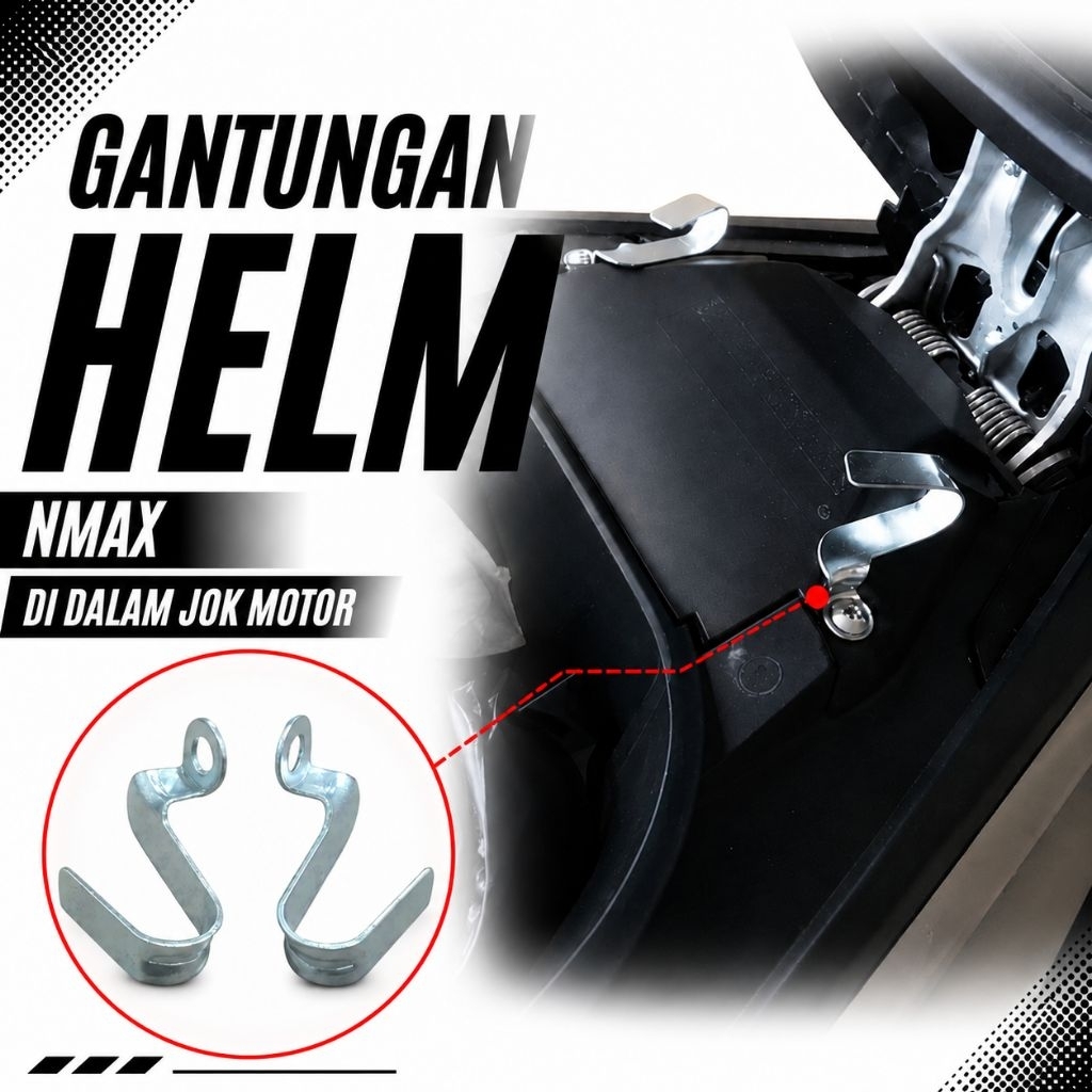 Gantungan Cantelan Helm Nmax Old / New / Turbo Neo 2016-2025 Pemasang di Dalam Jok