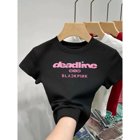 CROP TOP WANITA  DEADLINE  BAHAN KNIT PREMIUM KAOS CROPTOP DEADLINE