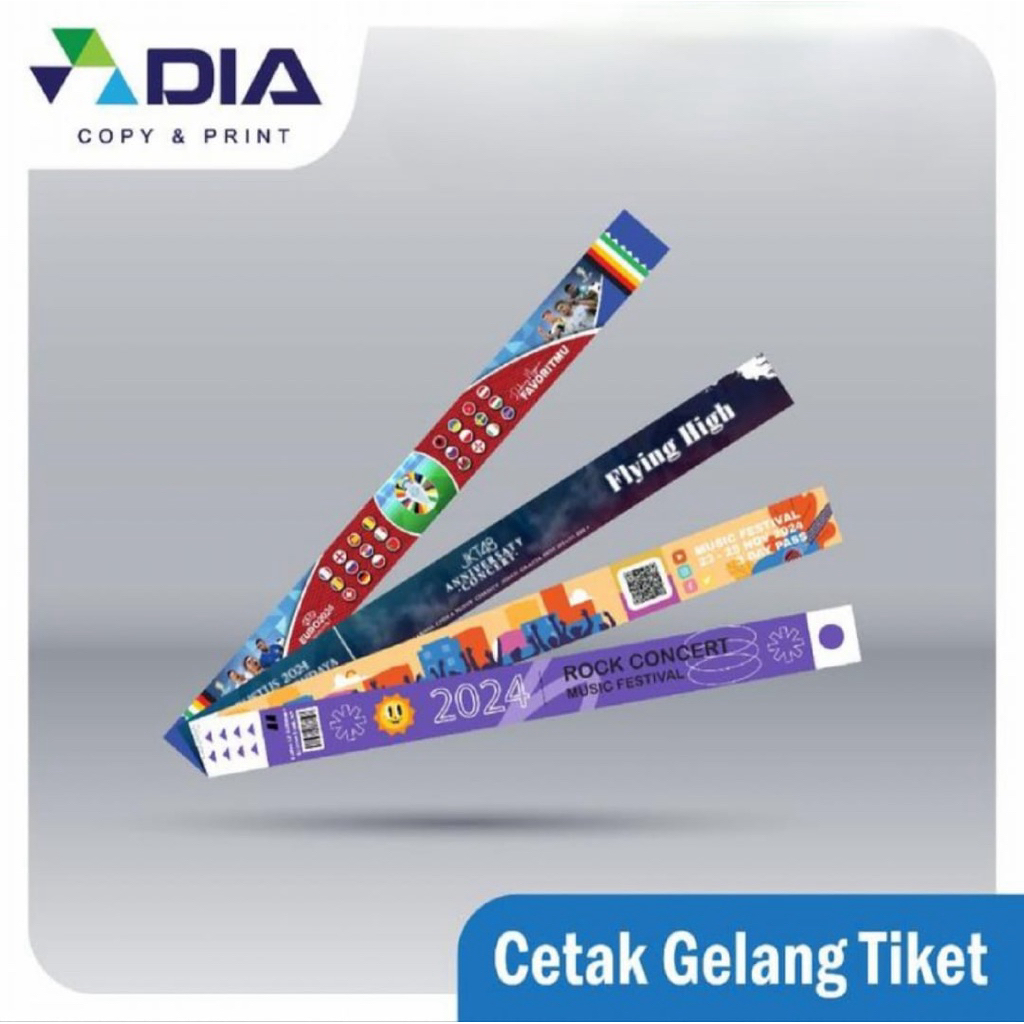 Gelang Tiket Masuk | Cetak Gelang Tiket Custom| Gelang Konser | Wristband Entry | AP Laminasi | GROS