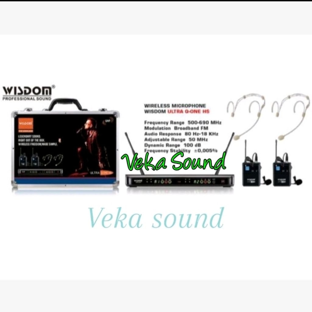 Wisdom Ultra Q One HS /Q 1 HS  Wireless 2 Mic Jepit Clip On +2 Headset Bando  Mic Original Free Kope