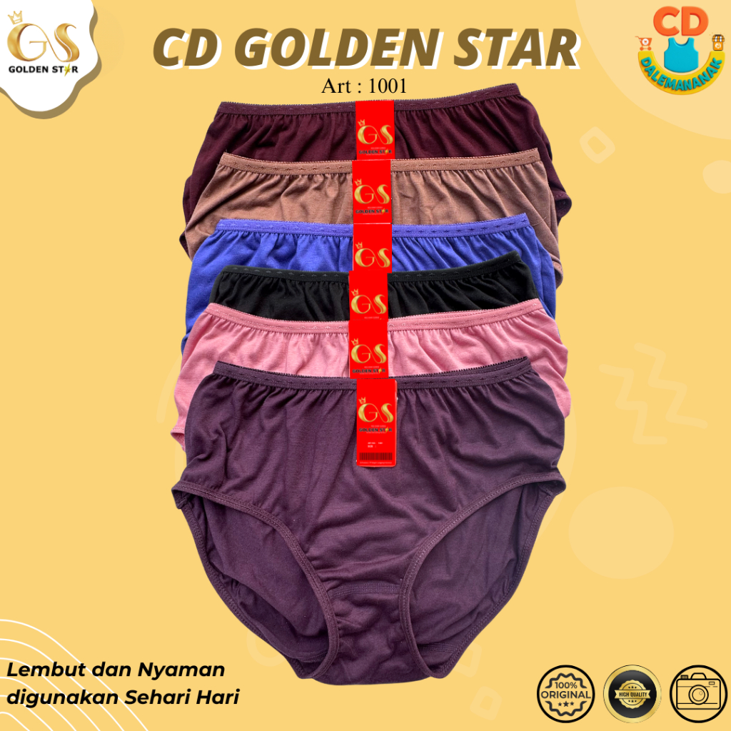 6 PCS Golden Star Underwear Wanita Dewasa Material Katun Premium Halus di Kulit Desain Modern Fit Pa