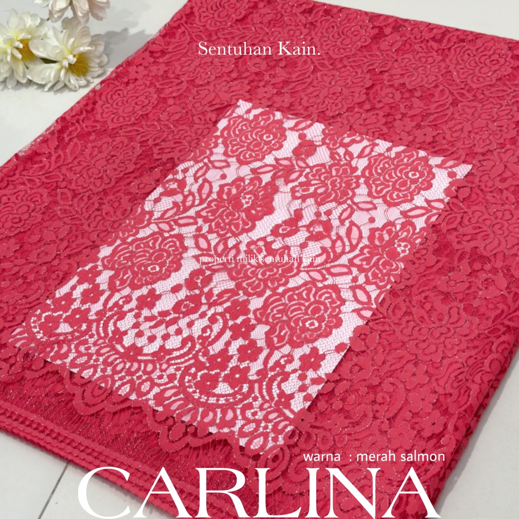 SENTUHAN KAIN - BAHAN KAIN KEBAYA SEMI PERANCIS BROKAT FATMAWATI BENANG METALIC CARLINA