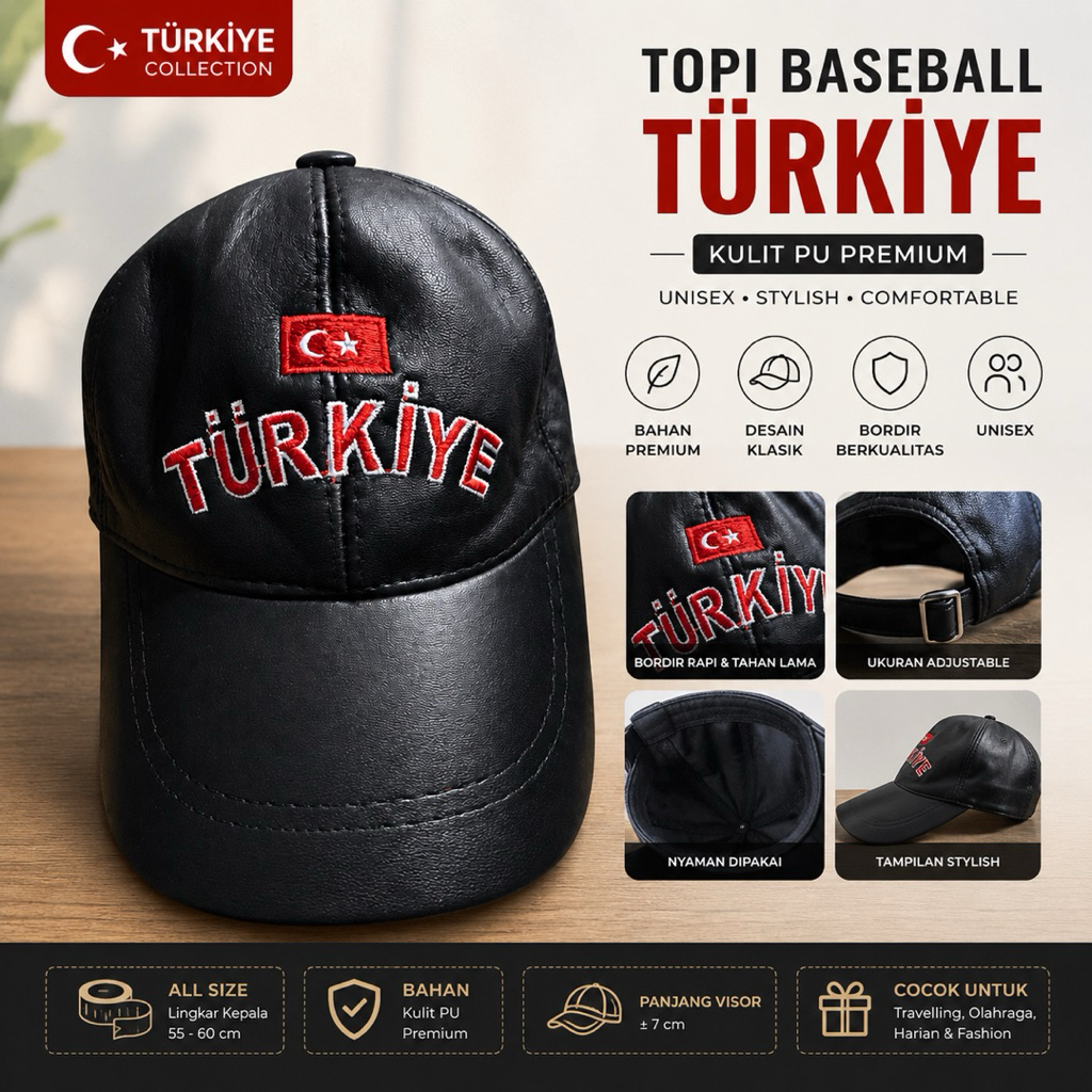 TOPI ORIGINAL TURKIYE KULIT ASLI READY