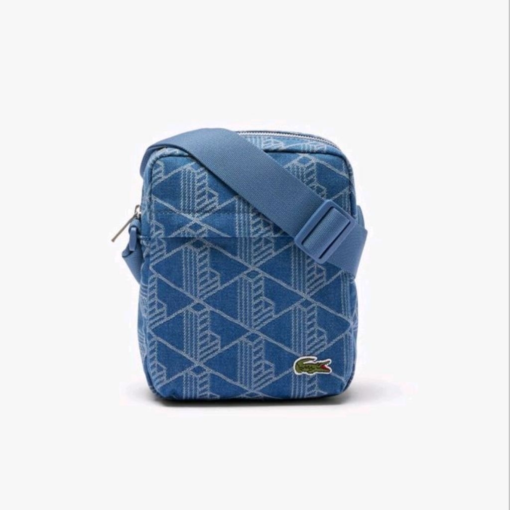 Lacoste Neocroc Jacquard Motif Vertical Satchel Bag Original Tas Selempang Pria / Wanita - Blue