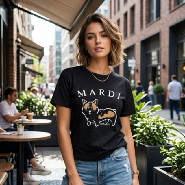 Intrend MARDI "Bambi" Corgi Graphic Tee – Black