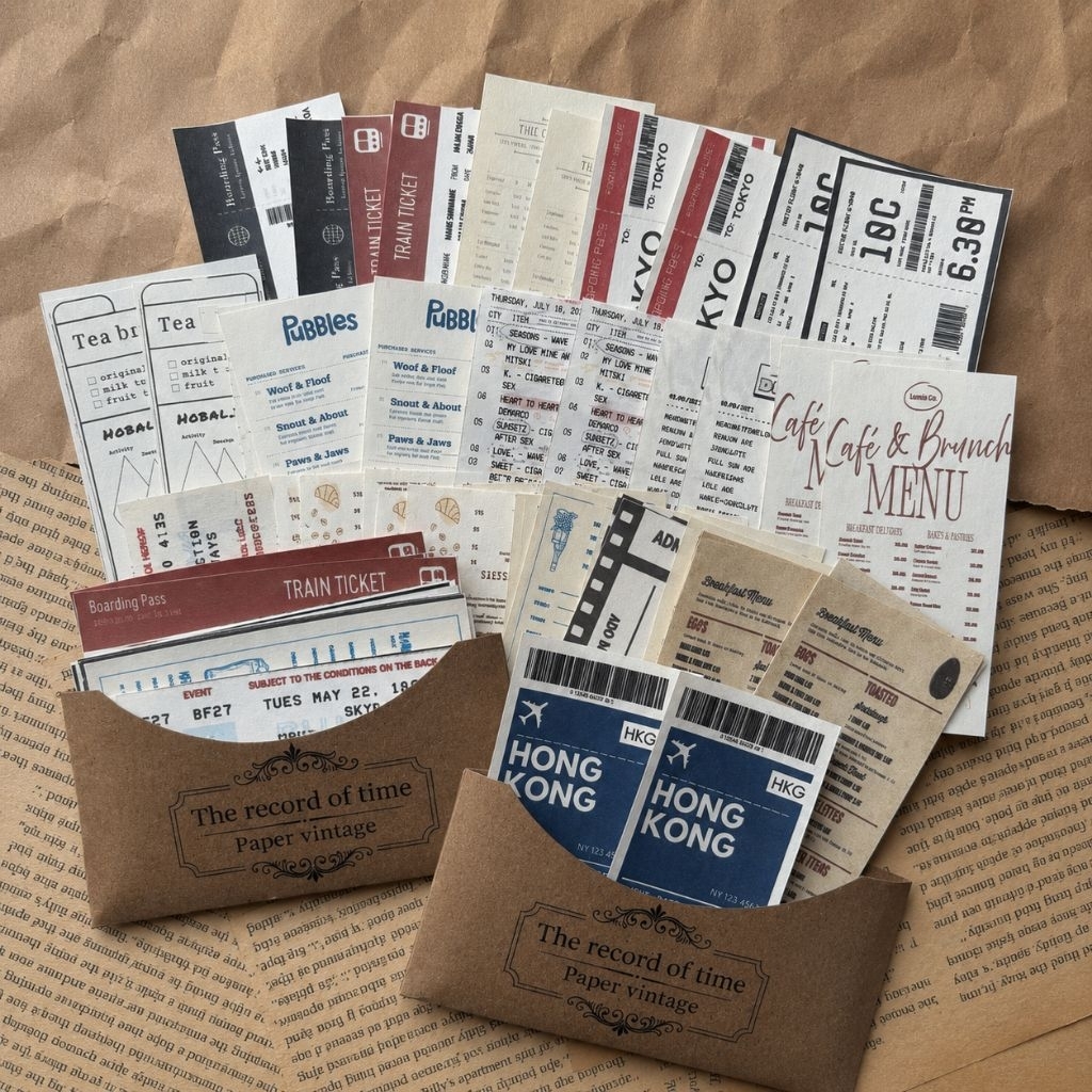 34pcs/pack PAPER DECO JOURNALING VINTAGE / ticket paper deco / journaling deco / journaling kit / vi