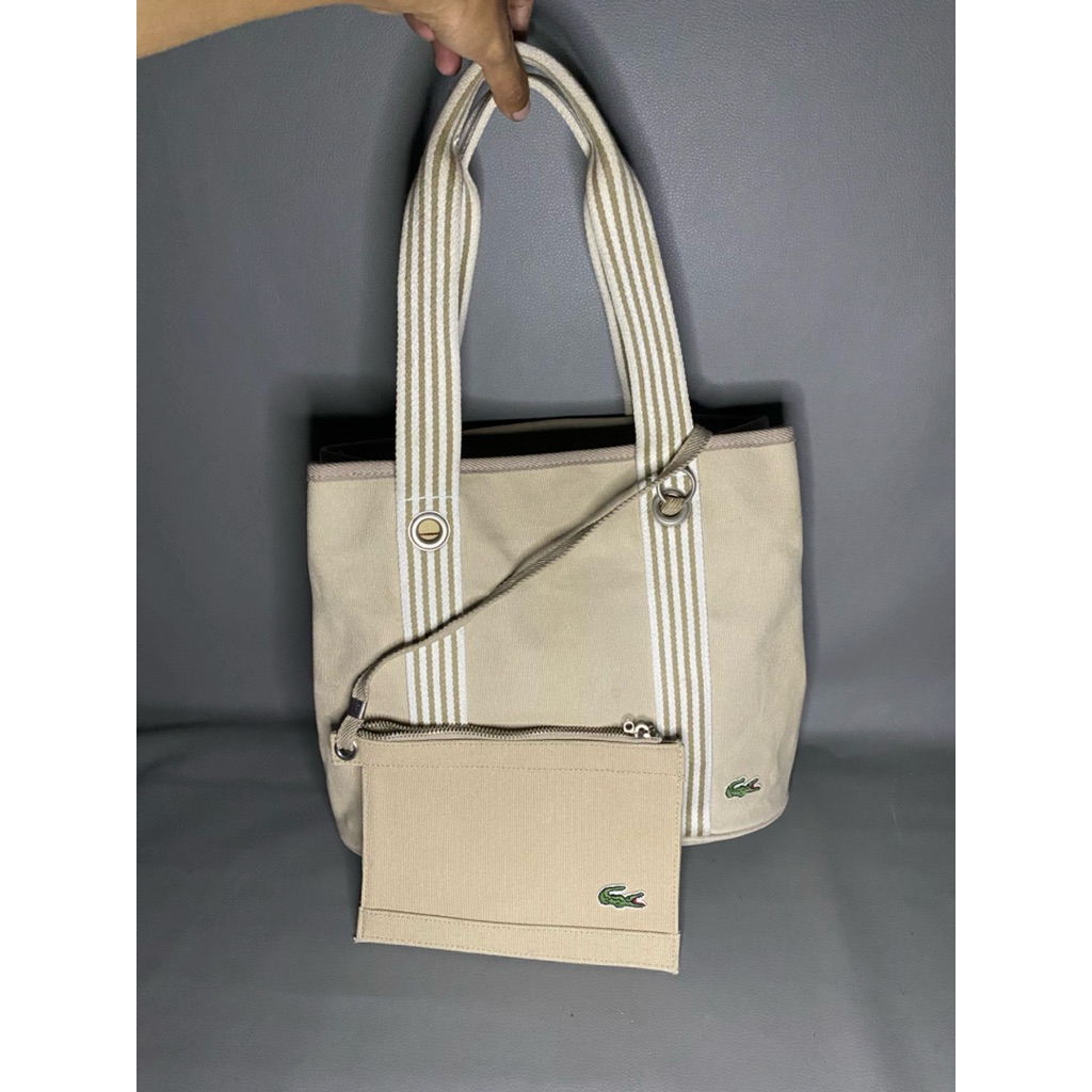 totebag lacoste kanvas tebal original / LACOSTE TOTE BAG / TOTE BAG LACOSTE STRIPED / LACOSTE TOTEBA