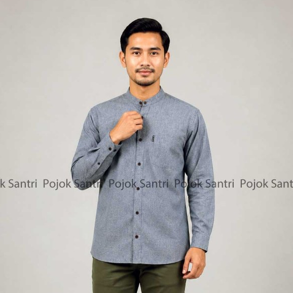 Baju Kemeja Koko Sanghai Katun Madinah warna hijau wardah