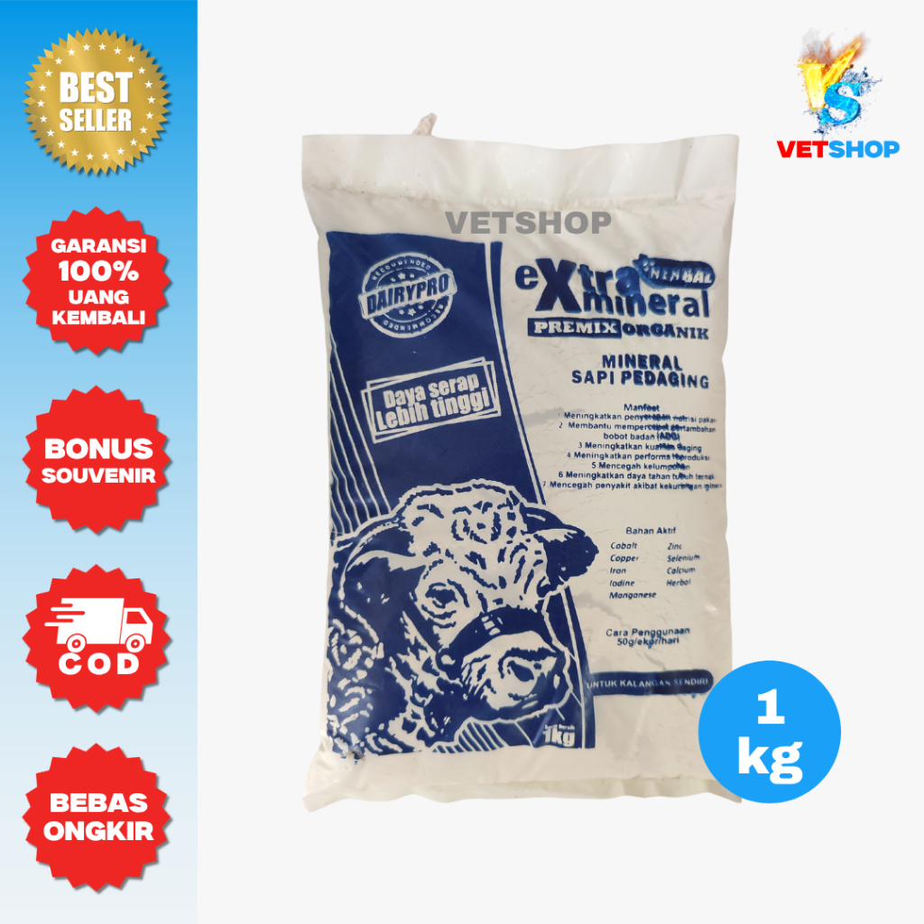 Extra Mineral Sapi Pedaging 1kg - Premix Penggemukan & Nafsu Makan Sapi Potong - VETSHOP