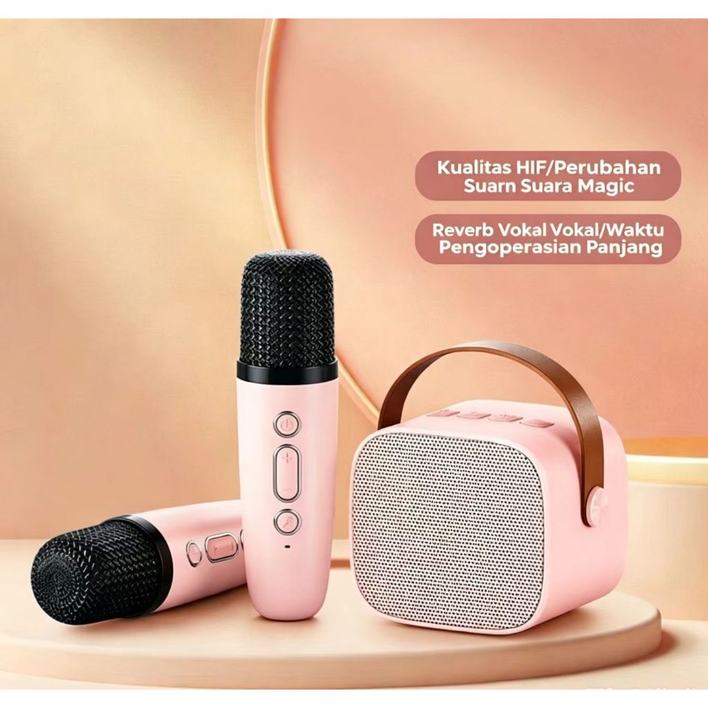 Speaker Bluetooth Mic Set Mikrofon Karaoke Genggam Mesin Nyanyi Ktv Mini Rumah