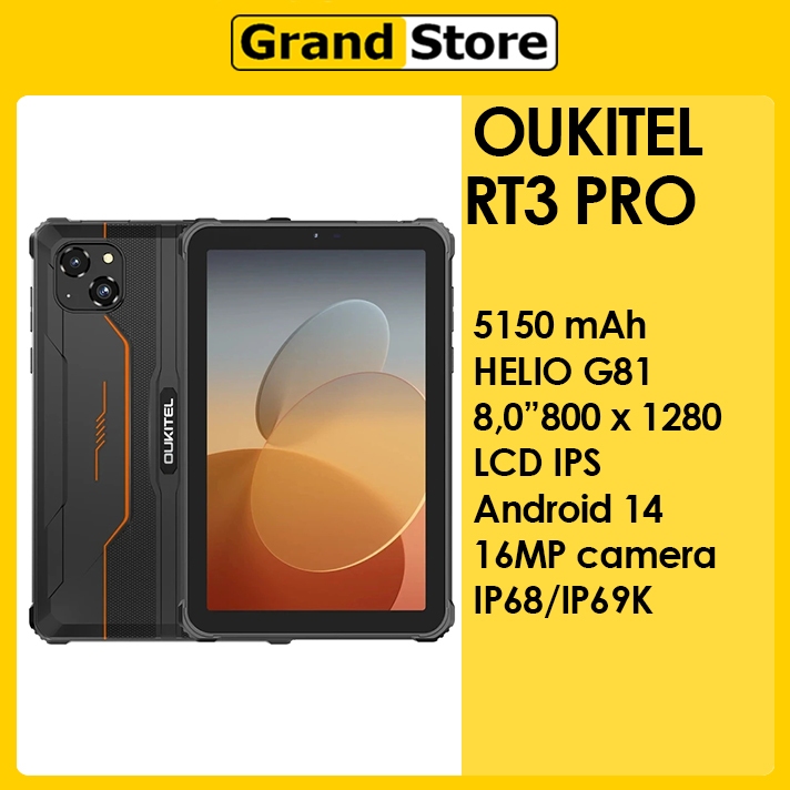 Oukitel RT3 Plus Rugged Tablet 8.0'' IPS LCD HD Helio G81 5150mAH Android 14