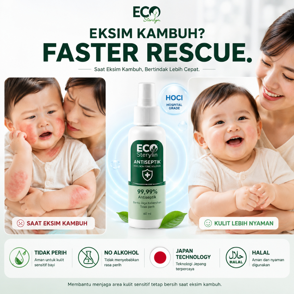 Spray Eksim Stop Gatal / Untuk Eksim Anak, Eksim Dewasa ~ ECO STERILYN (HOCl 175ppm)