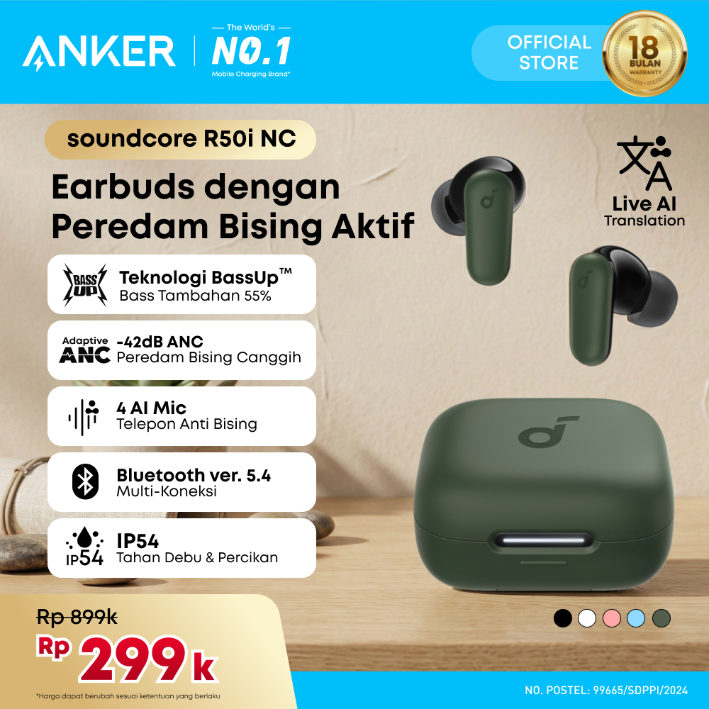 (NEW LAUNCH) Soundcore by Anker R50i NC Earbuds Adaptive Noise Canceling Headset Wireless Earphone B