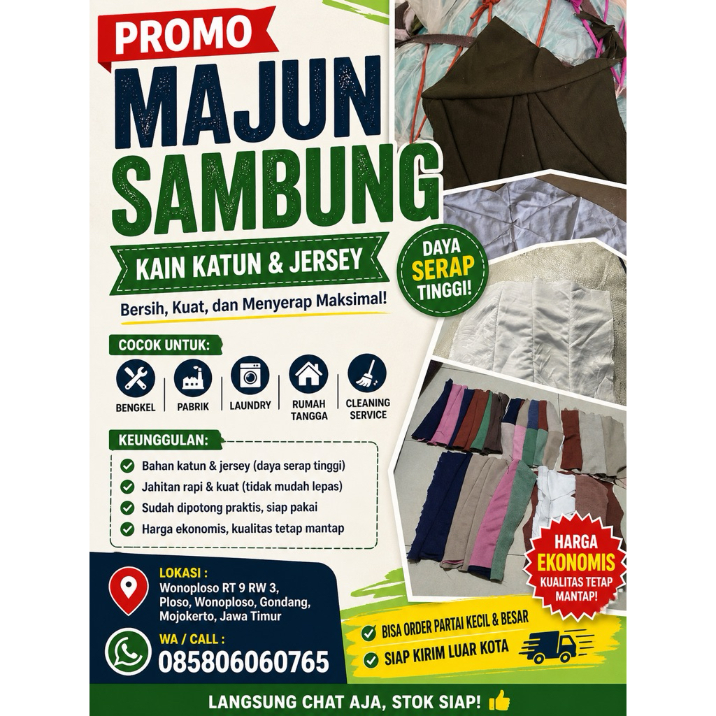 Majun Sambung Warna Serap Tinggi per KG