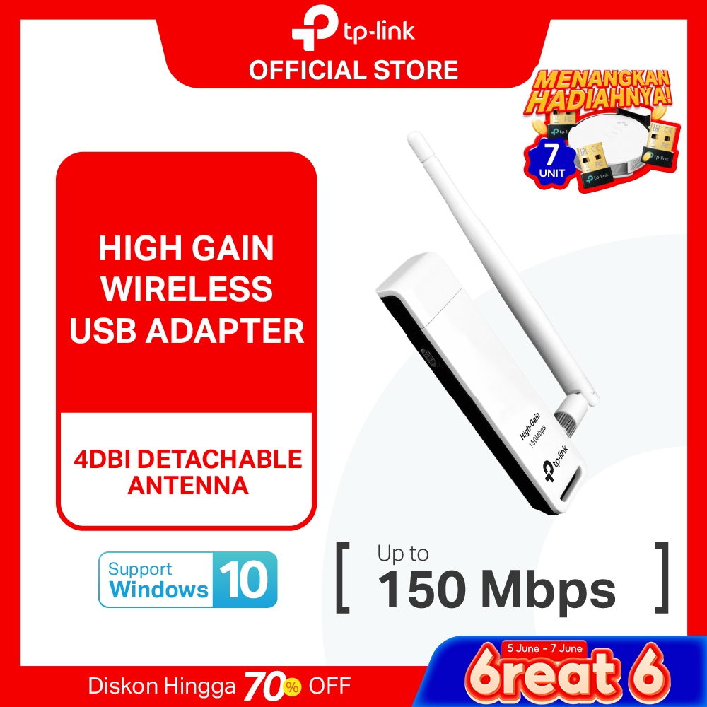 TP-Link TL-WN722N | 150Mbps WiFi Adapter | Wireless USB Adapter |  High Gain | Dongle WiFi | PC MAC