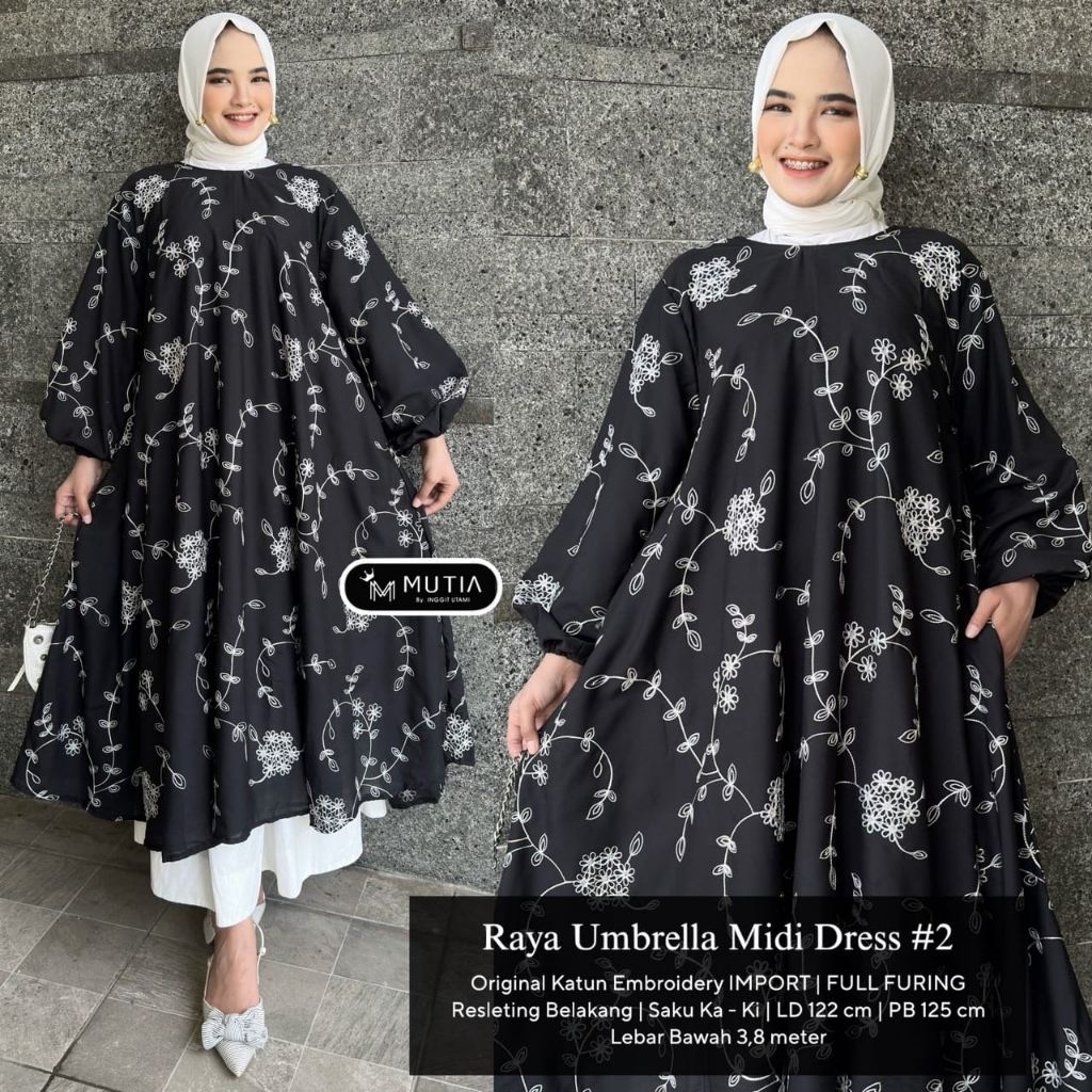 RAYA UMBRELLA MIDI DRESS #2 (ATASAN JUMBO WANITA) MUTIA