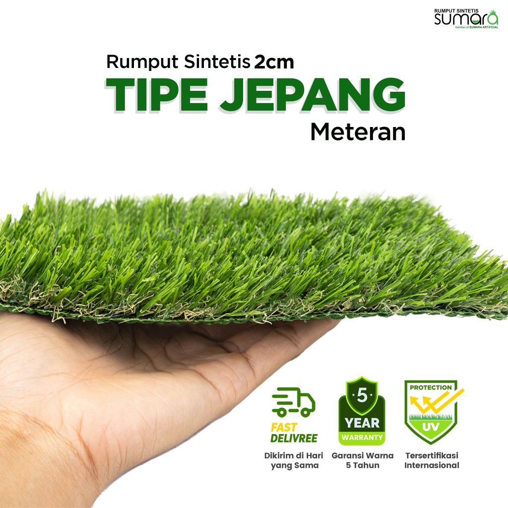 Rumput Sintetis Jepang 2cm Per Meter | Rumput Palsu Dekorasi Taman outdoor &  indoor Meteran