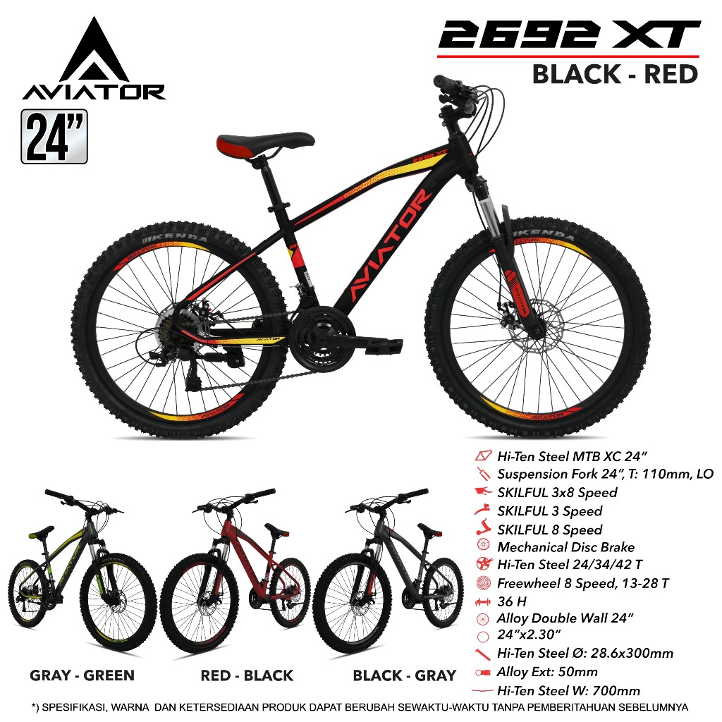 Sepeda MTB Ukuran 24 Aviator 2692 XT Murah