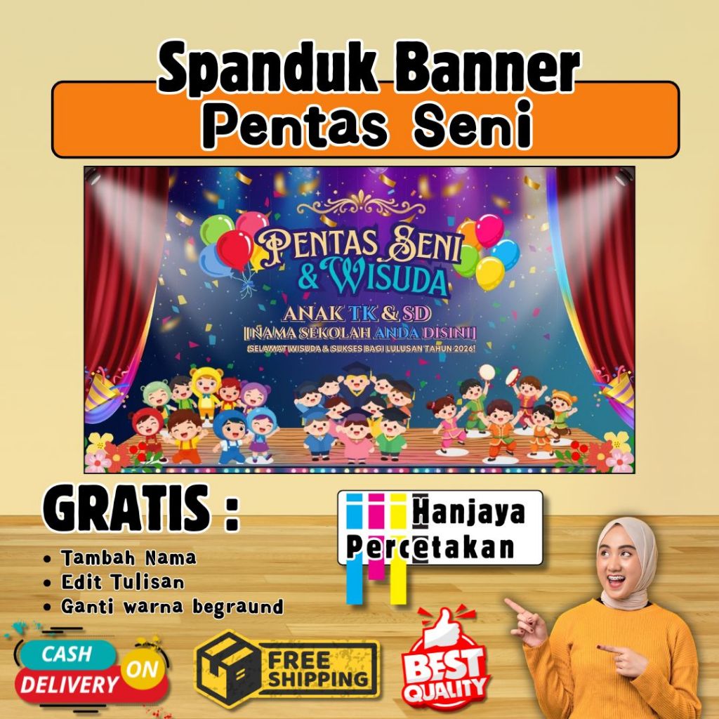 Dekorasi Graduation Pentas Seni / Wisuda  Banner Wisuda Custom Logo Nama Sekolah Universitas Instans