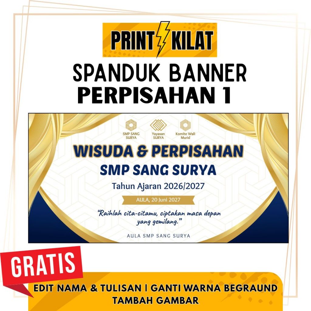 Backdrop Graduation Banner Wisuda Custom Logo Nama Sekolah Universitas Instansi Spanduk Selamat Wisu