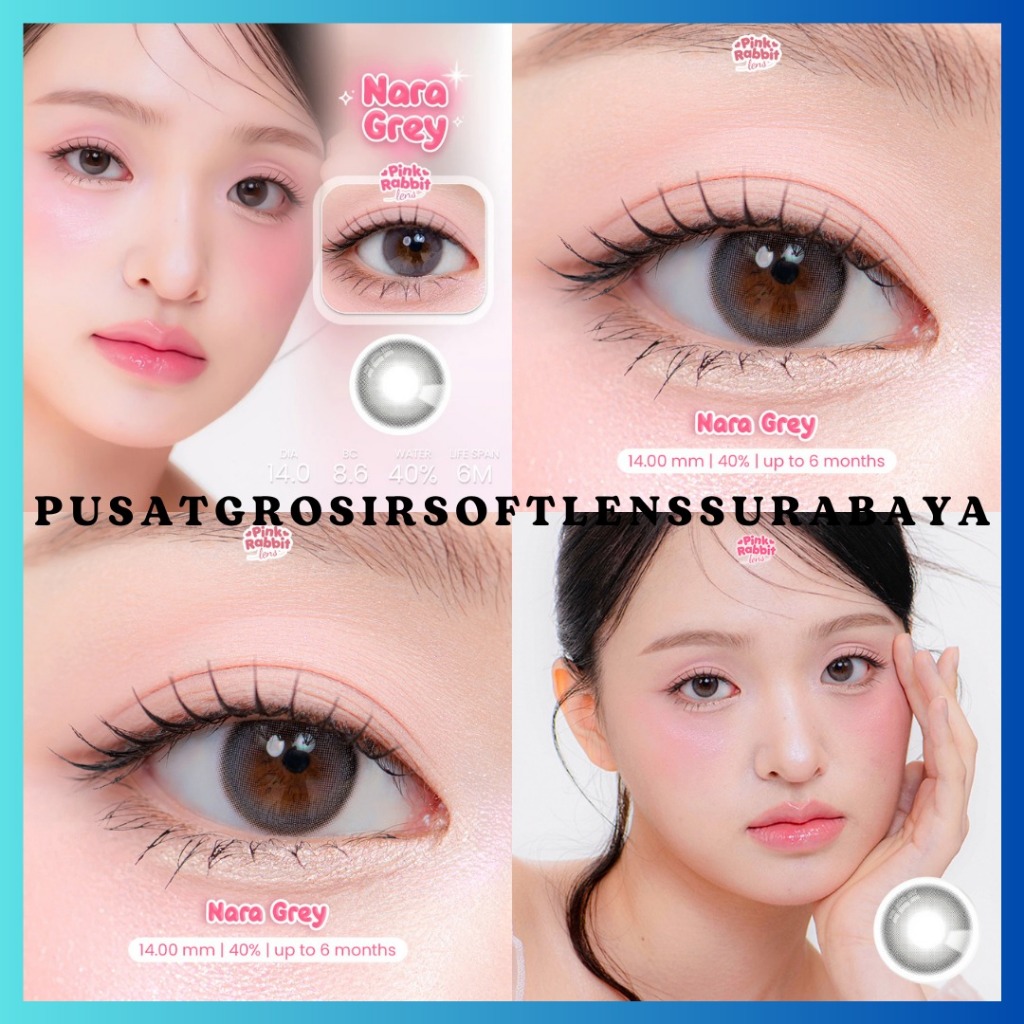 SOFTLENS PINKRABBIT NARA GREY 14 MM NORMAL & MINUS (1 PCS/SEBELAH)  ///// SOFLEN / SOPLEN / SOFLENS 
