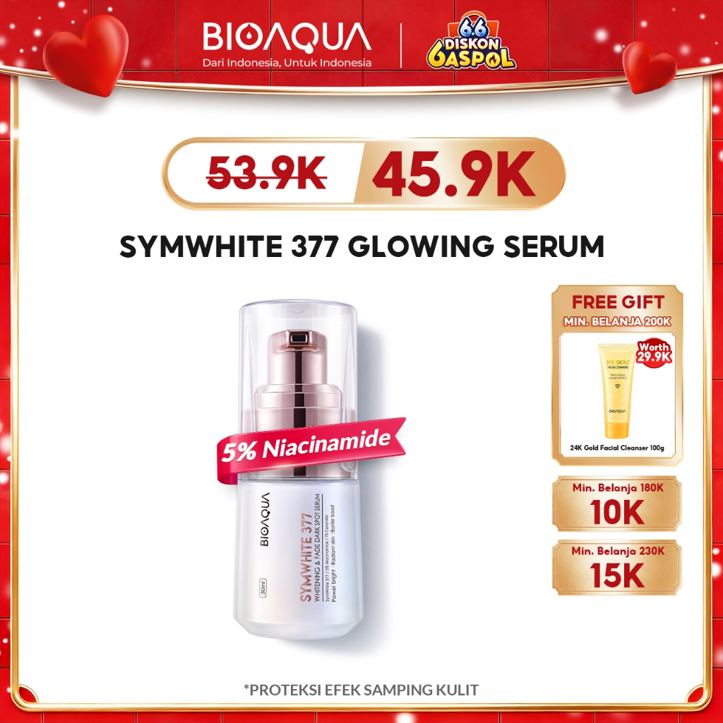 BIOAQUA SymWhite 377 Whitening & Fade Dark Spot Serum Flek Hitam Serum Wajah Glowing Pemutih Wajah 3