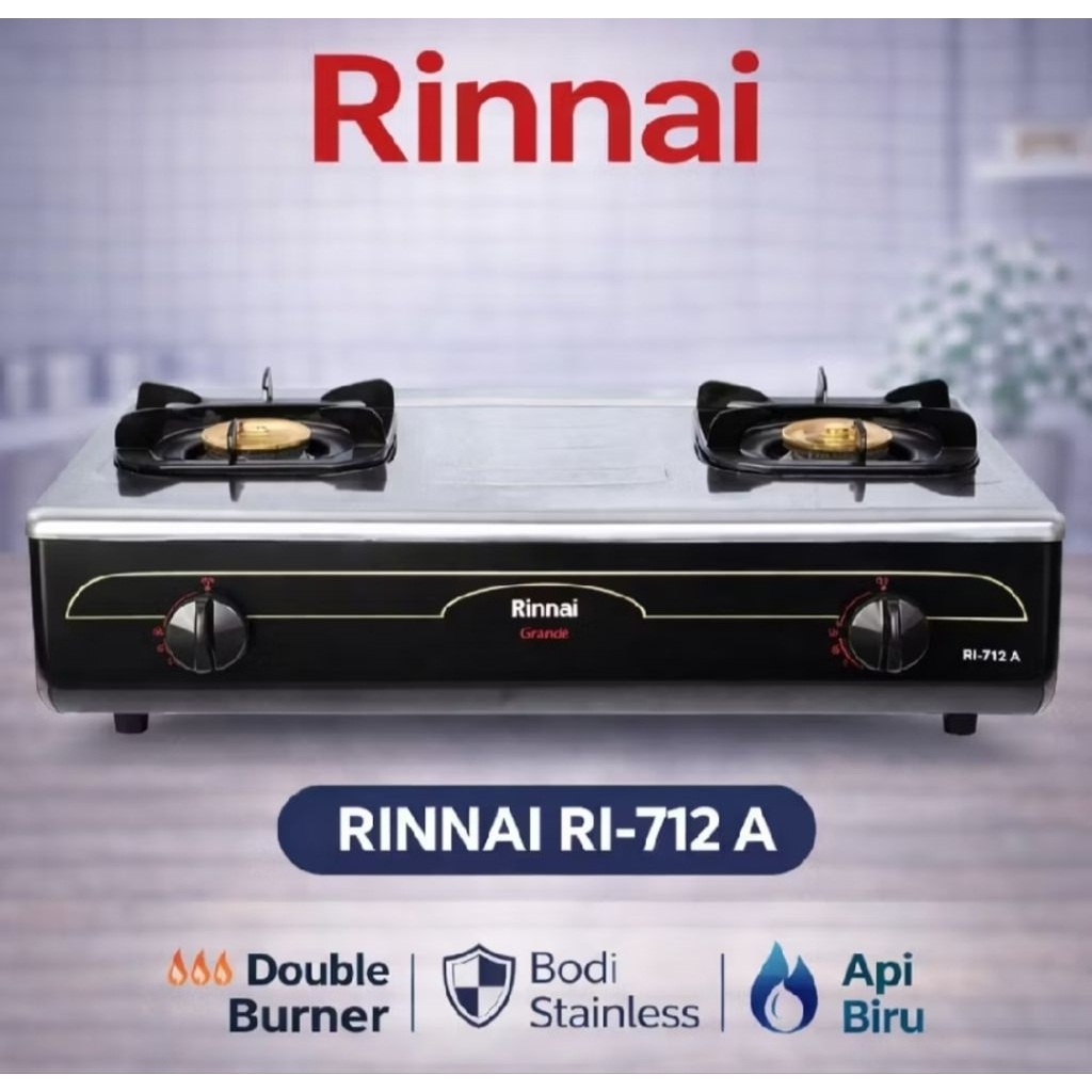 KOMPOR GAS RINNAI 2tungku  RI712A/RINNAI KOMPOR GAS 2 TUNGKU RI712A
