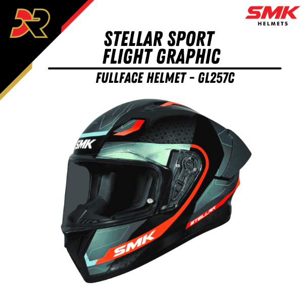 Helm Full Face SMK Stellar Sport Flight Graphic GL257C Helm Touring Original