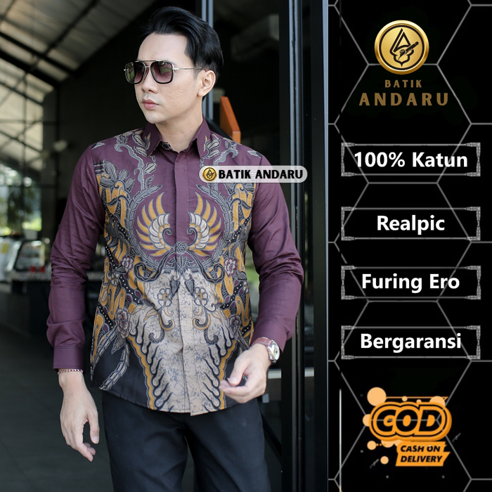 Batik Andaru Motif Fahmi Batik Pria Slimfit Full Furing Lengan Panjang Modern Katun Halus Premium Wa