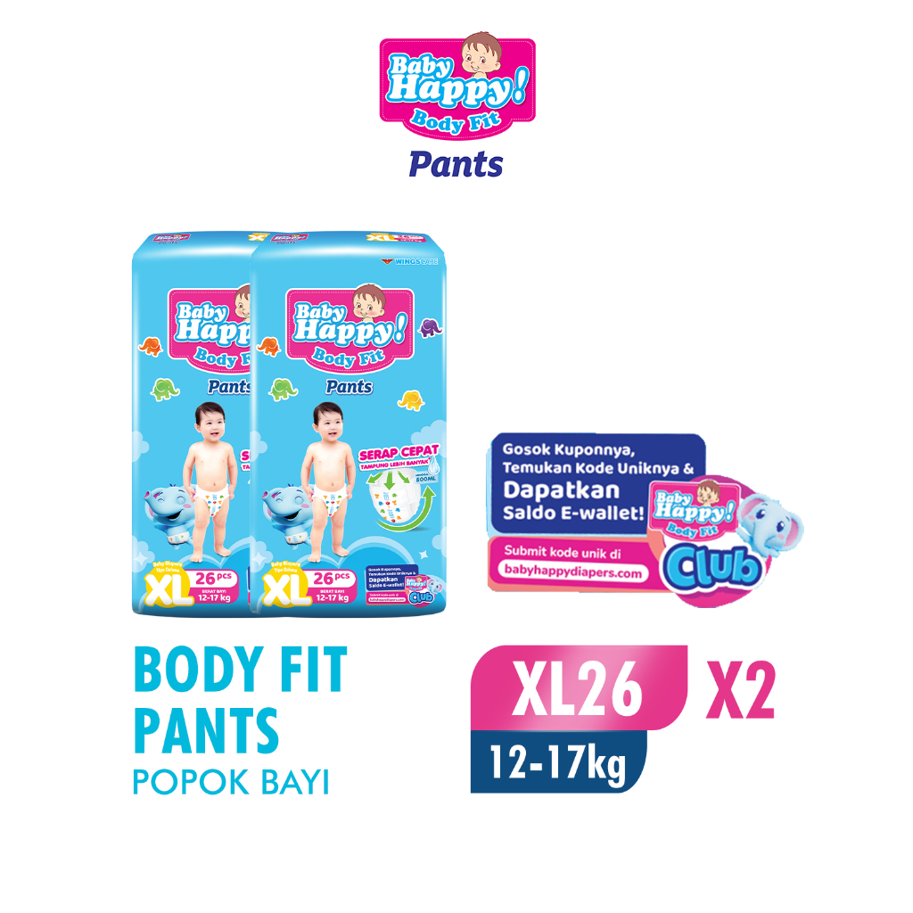 Baby Happy Pants Popok Bayi Celana XL 26 x2