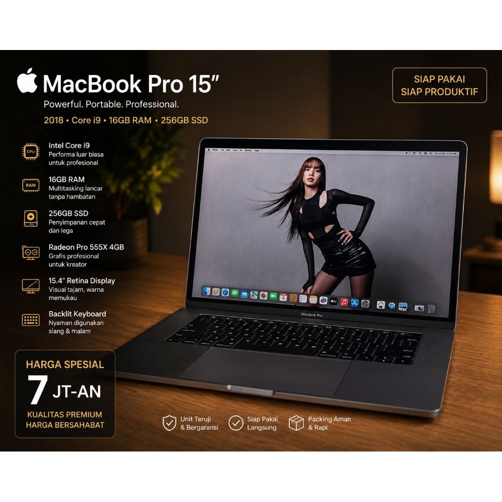 MACBOOK PRO 15INCH 2018 DUAL VGA | CORE I9 | RAM 16GB | SSD 256GB | GOOD