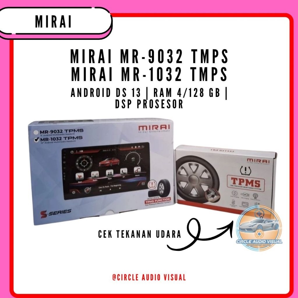 HEAD UNIT ANDROID MIRAI MR 9032 1032 TPMS RAM 4/128GB & RAM 6/256 GB GARANSI RESMI