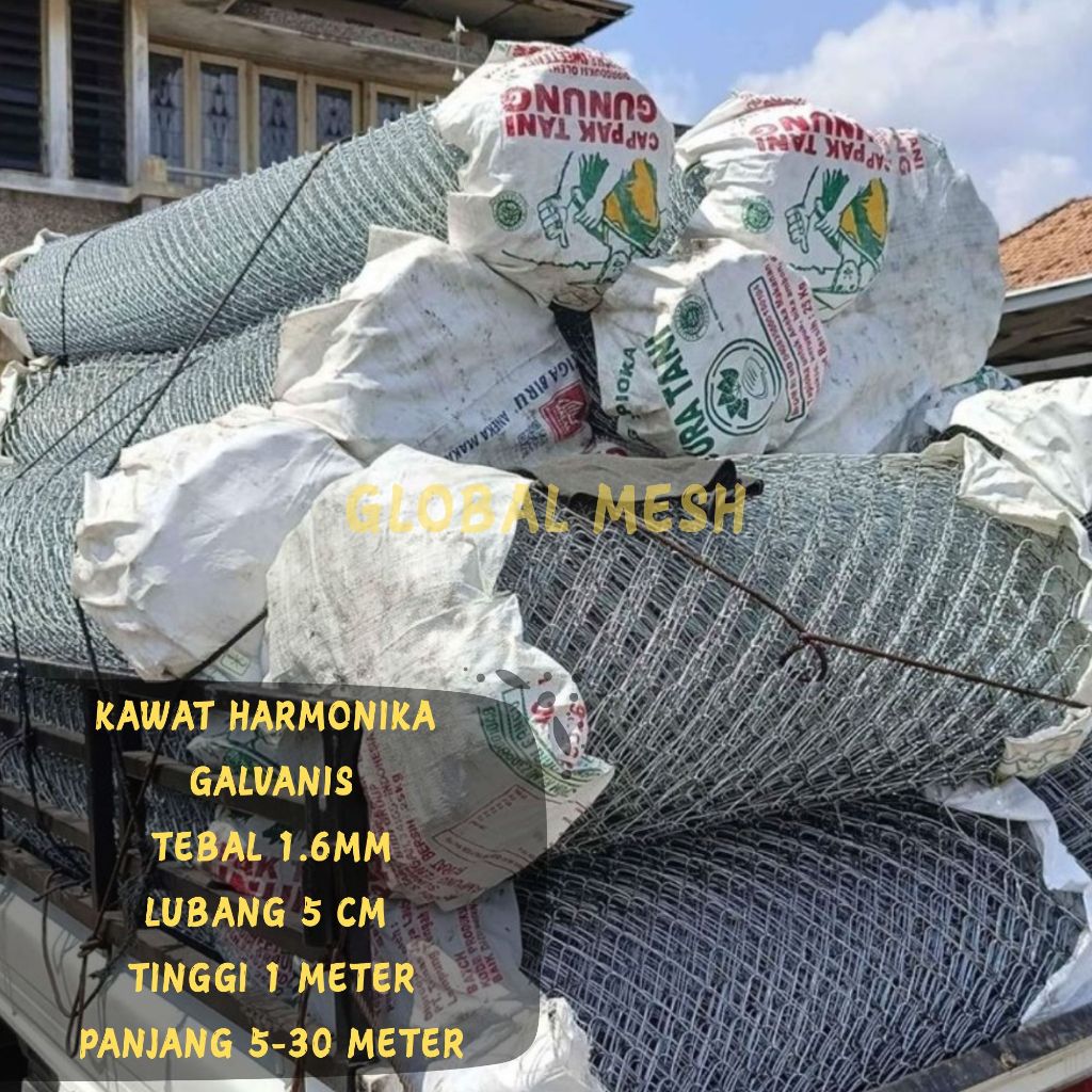 Kawat Pagar Harmonika Galvanis 1,6mm Tinggi 1Meter Lubang 5CM (PER-ROLL)