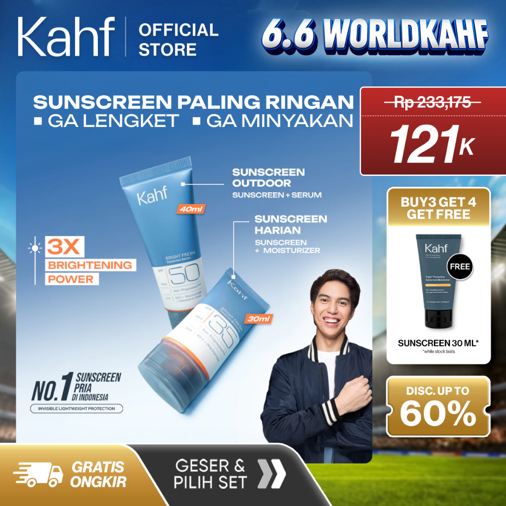 [READY STOCK] Kahf Bright Fresh Sunscreen Serum Sunscreen Moisturizer SPF 50 PA++++ 40 ml SPF SPF 35