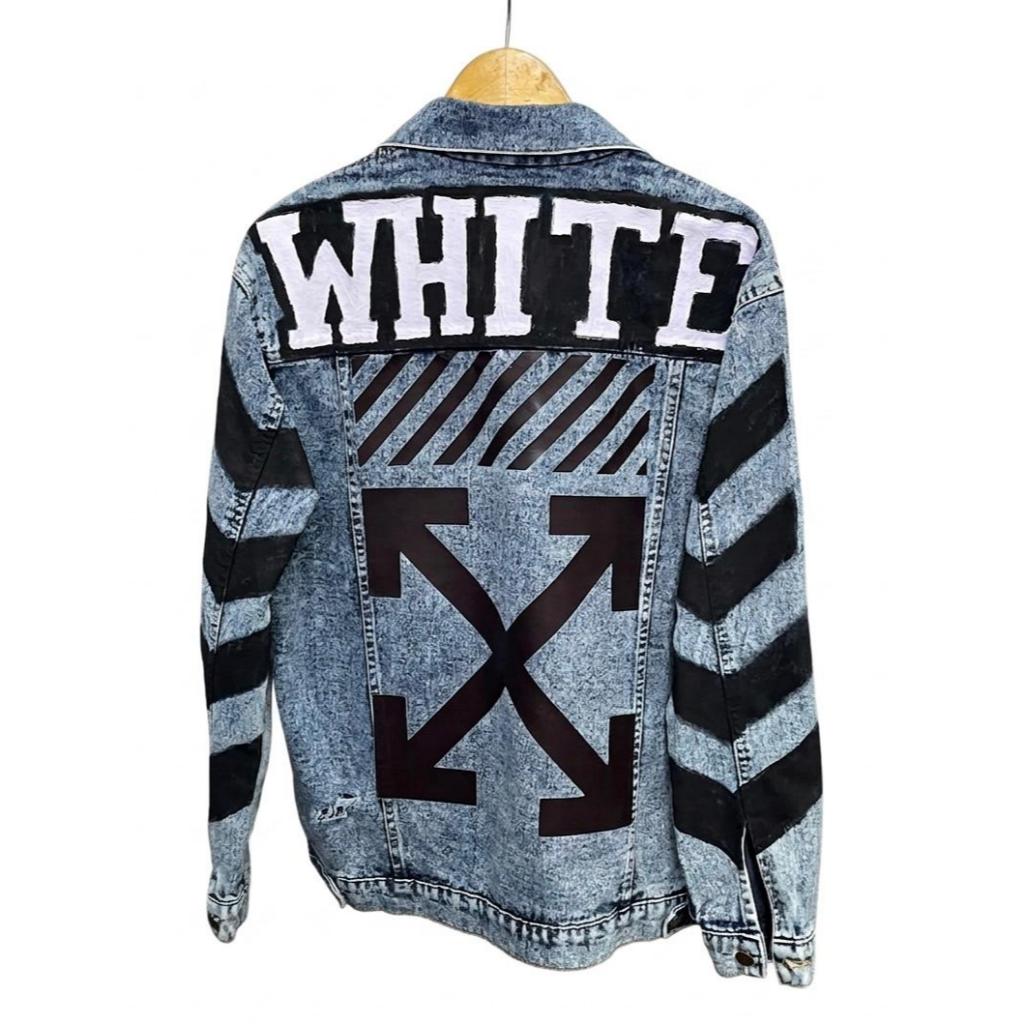 Jaket Denim Off White OW Streetwear