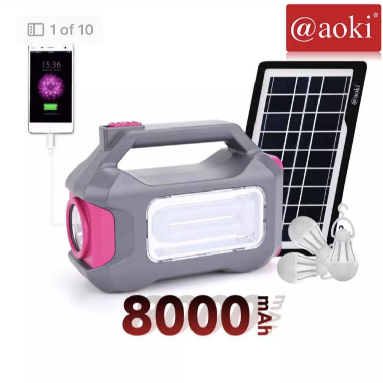 Solar Lighting Mobil Power Sistem 8000 mAh / AOKI AK-1101 / AK-1100 Power Bank Multi Fungsi AOKI Bag