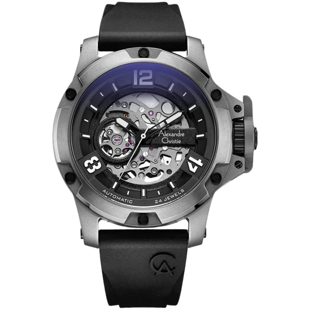 Galery Jam Tangan Alexandre Christie AC 6295 MT Automatic Black Rubber Strap