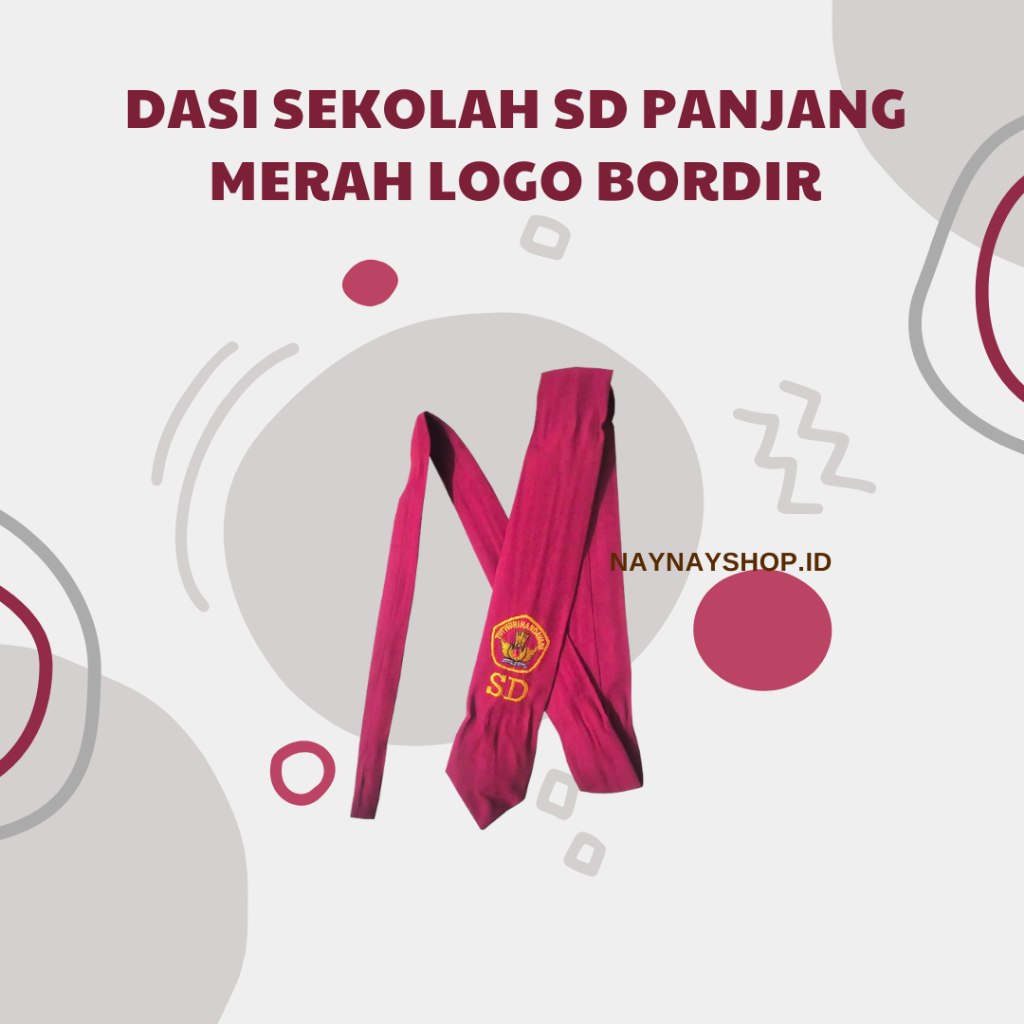 Dasi SD Panjang Logo Bordir, Dasi Sekolah SD Logo Tutwuri Bordir