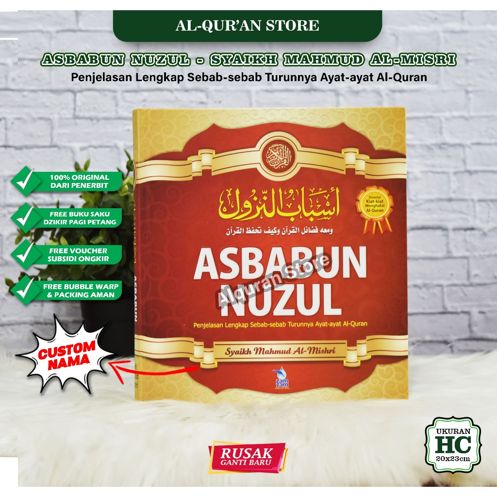 Bisa [BAYAR DITEMPAT] - Kitab Asbabun Nuzul – Zam zam – Hard Cover, Kitab Asbabun Nuzul Lengkap
