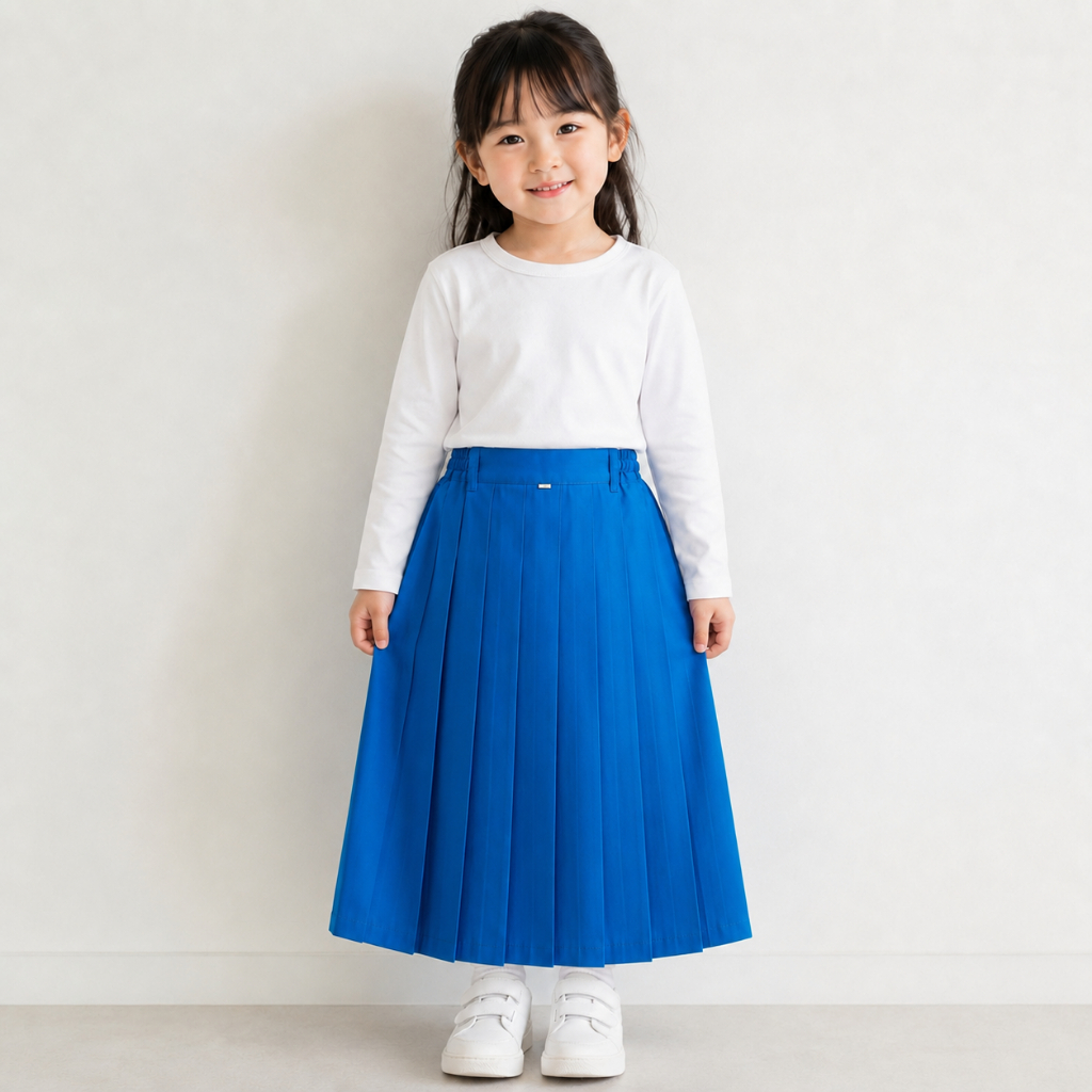 Rok Plisket Panjang Seragam TK Warna Biru