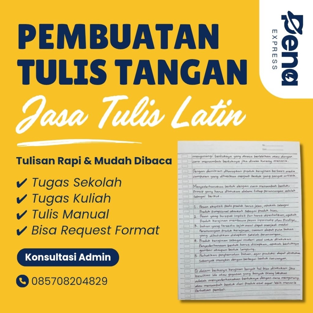 Jasa Tulis Tangan Latin Manual Rapi | Sesuai Format & Kebutuhan