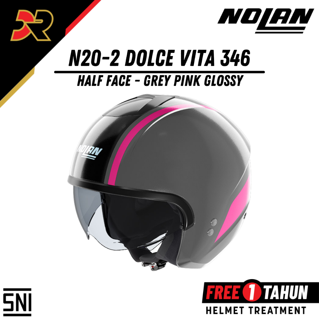 Helm Nolan N20-2 Dolce Vita 346 Grey Black Pink Fuchsia Glossy Half Face Helmet Open Face Jet Retro 