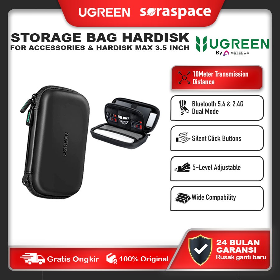 UGREEN Tas Hardisk HDD Eksternal Pouch Storage Bag Hardcase Waterproof 50274