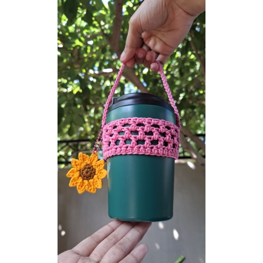Cup holder crochet || rajut || Sunflower || bunga matahari