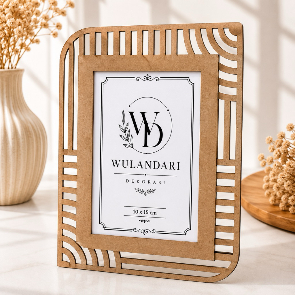 Figura Foto MDF Laser Cutting 4R 10x15 cm | Bingkai Foto Estetik Minimalis | Frame Foto Meja Aesthet