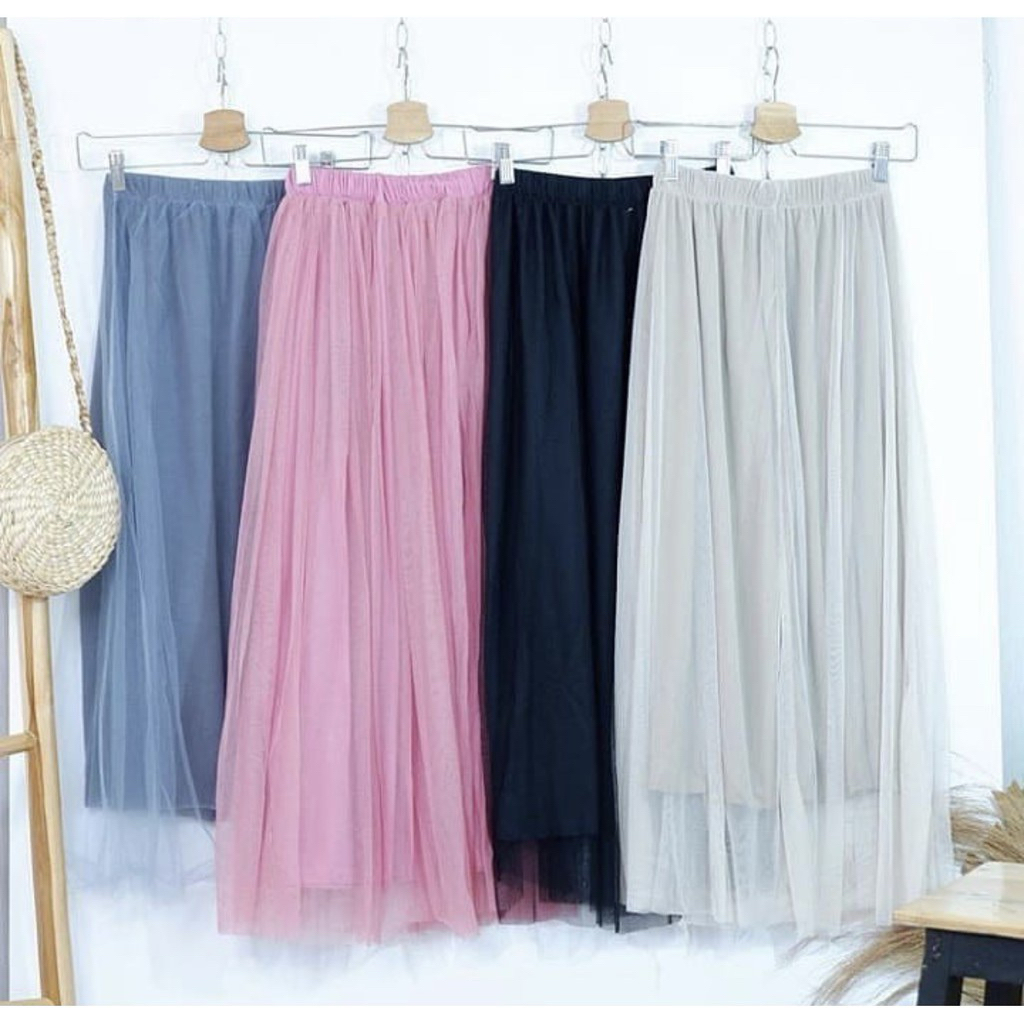 Rok tutu 3 Layer Premium wanita - Rok panjang Tule Elegant hijab friendly