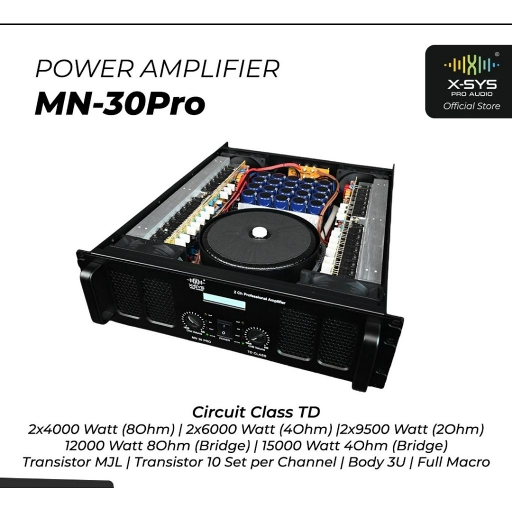 Power Amplifier Class TD XSYS type MN-30Pro 2x4000watt