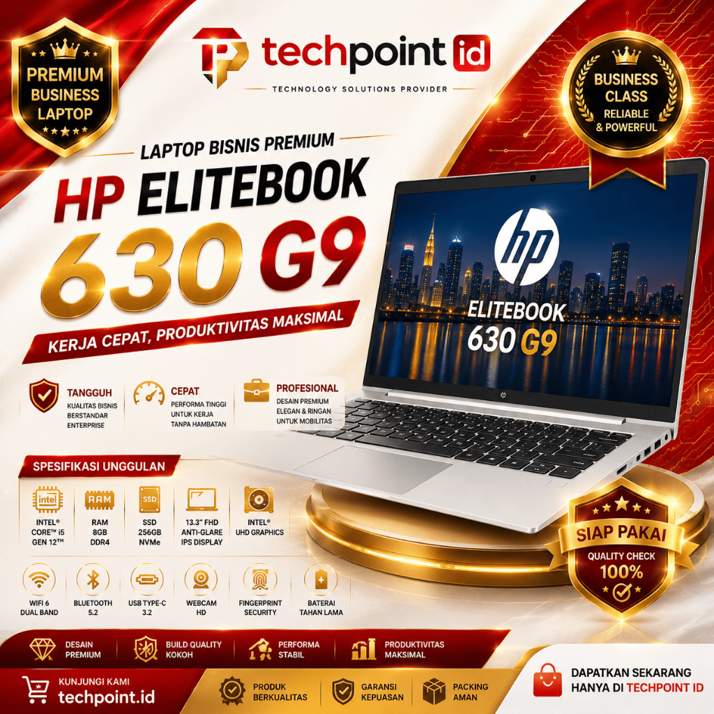 HP EliteBook 630 G9 Core i5 Gen 12 | RAM 32B SSD 512GB | Laptop Bisnis Premium Siap Kerja