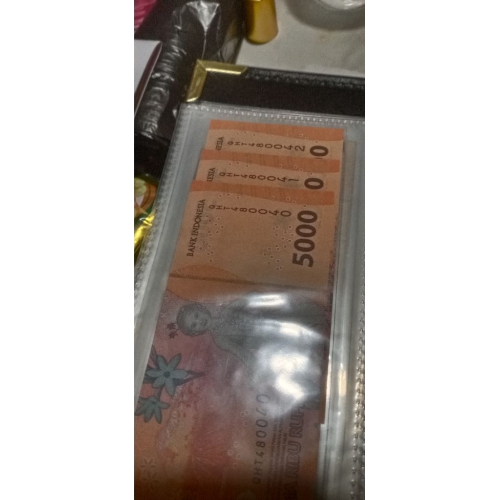 uang kertas lima ribu rupiah no seri unik 1set 3 lembar
